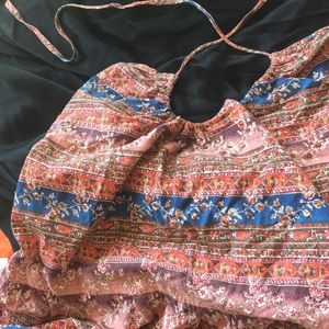 Boho halter neck a line cotton midi  Dress